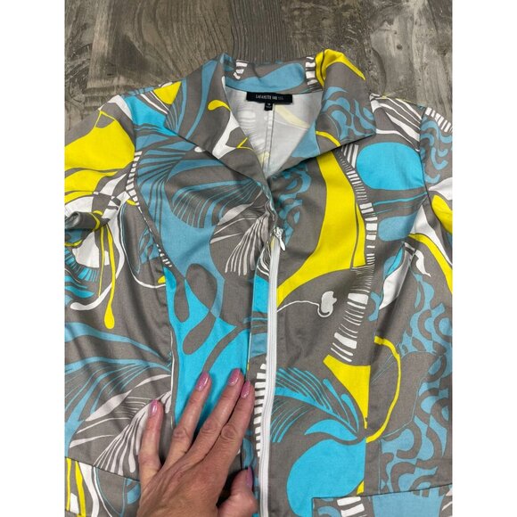 Lafayette 148 Knee Length Printed Shirt Dress Size 10 Zip Short Sleeve Pockets - Picture 4 of 8